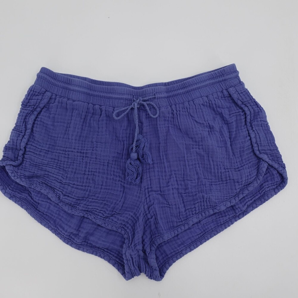 Cloth & Stone Shorts Womens Medium Purple Drawstring Cotton Gauze Tassel Beach